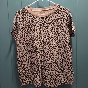 Torrid Tan and Black Leopard Print Short Sleeve Top